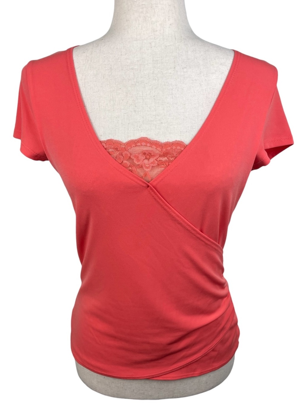 Vintage Y2K Moa Moa Baby Tee V-neck Blouse Size Large Fairycore Lace Coquette